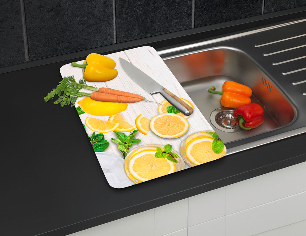 Protège-plaque universel Citrons  set de 2, pour tous les types de cuisinières