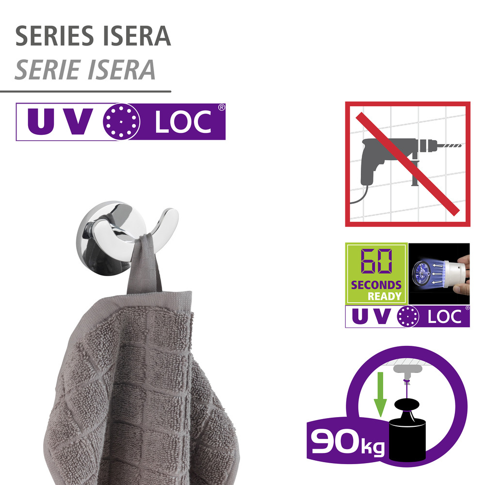 UV-Loc® Crochets Duo Isera  Fixation sans percer grâce à un système adhésif innovant