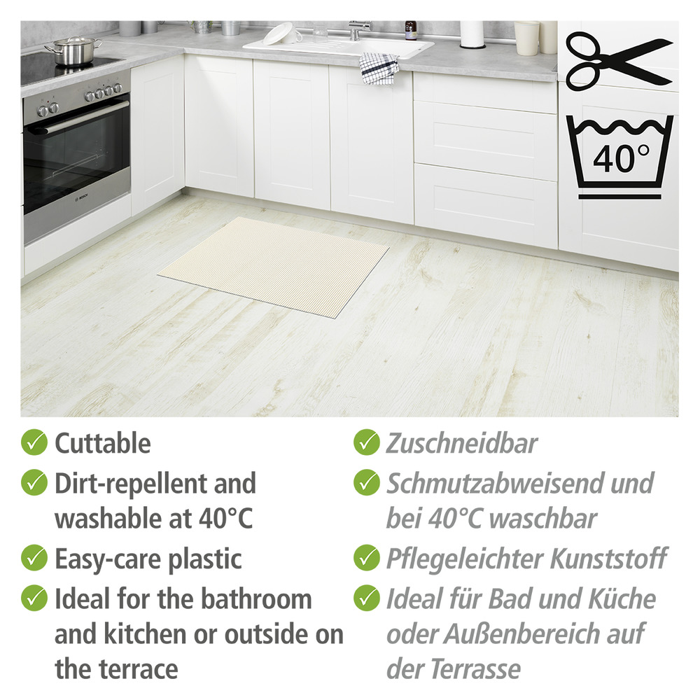 Tapis de bain en mousse souple, 50x80 cm, Uni beige  plastique antidérapant