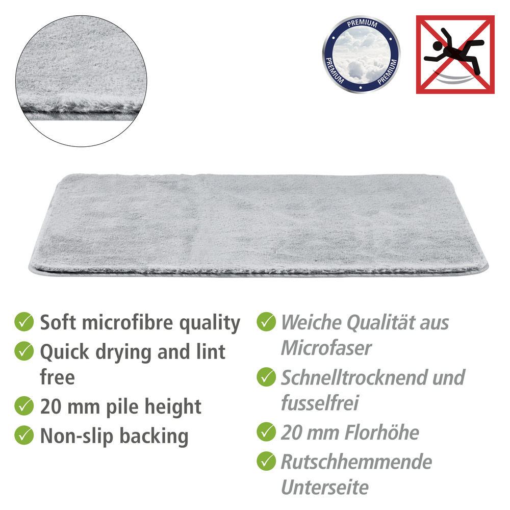 Tapis de bain Saravan gris clair  épaisseur de 2 cm