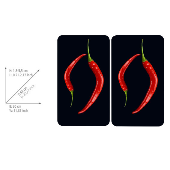 Protection plaque de cuisson en verre "Pepperoni Duo ", lot de 2  pour tous les types de cuisinières