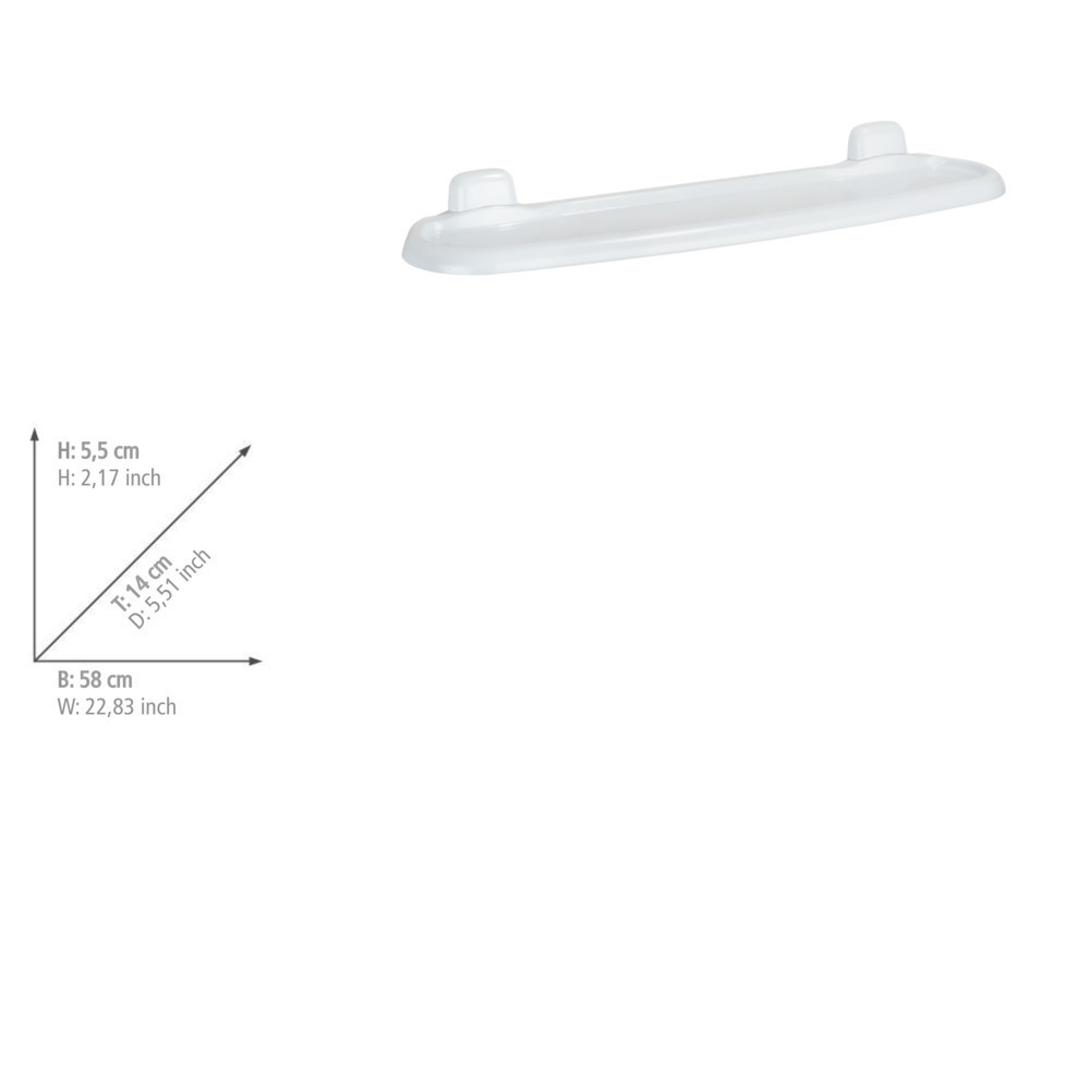 WENKO Etagère de douche murale, tablette murale, Pure, blanc, L58 cm  plastique