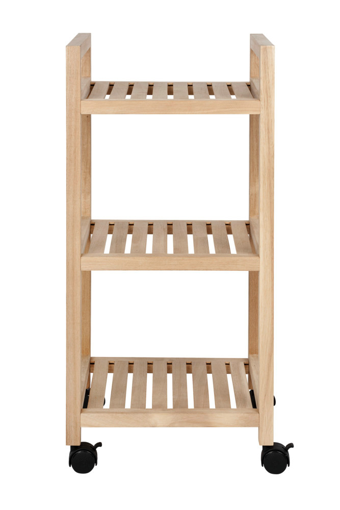 Etagère à roulettes 3 niveaux, bois FSC, Acina, 35x72x31 cm  avec 4 roulettes