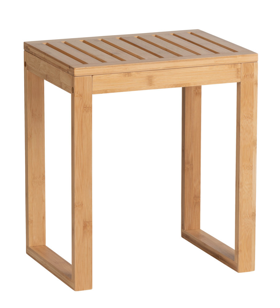 Tabouret Bois Salle de bain, 40x30x46 cm, Bambusa  Bambou