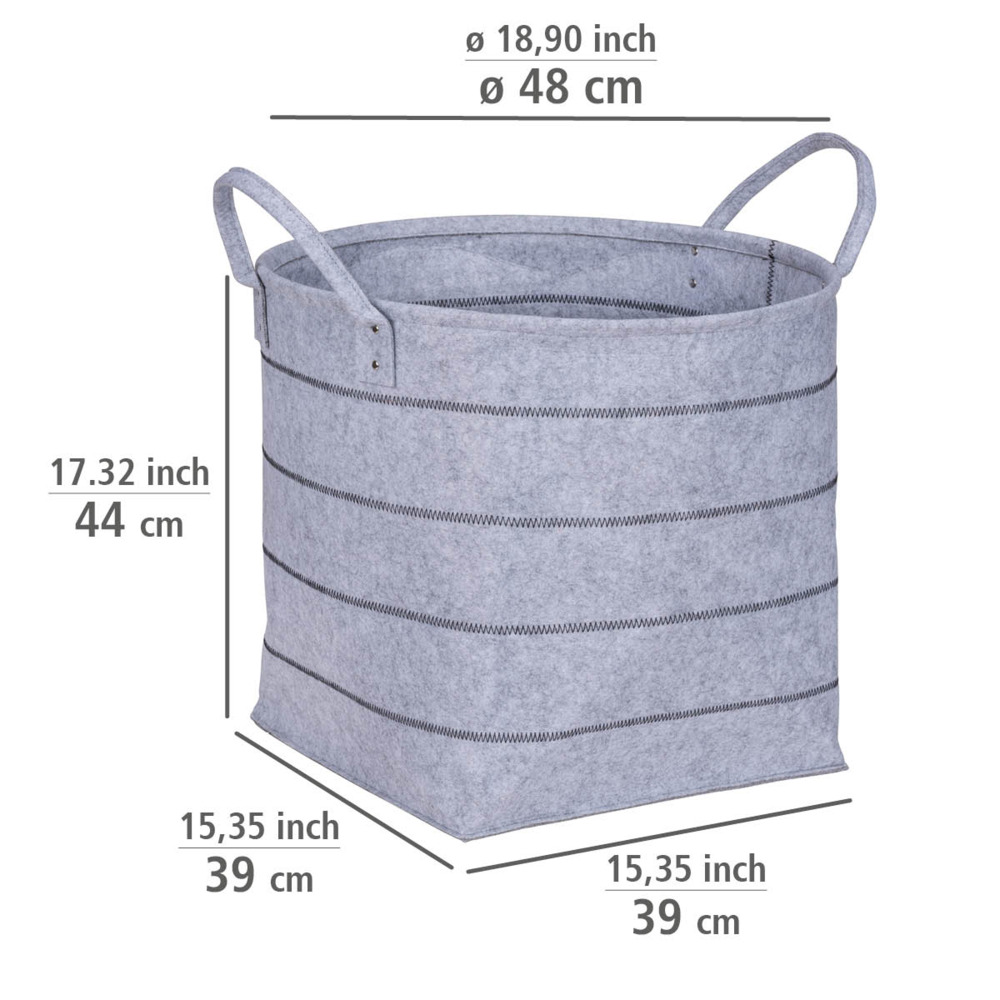 Panier de rangement en feutre Nella Gris, taille L,  Corbeille avec 2 poignées de transport