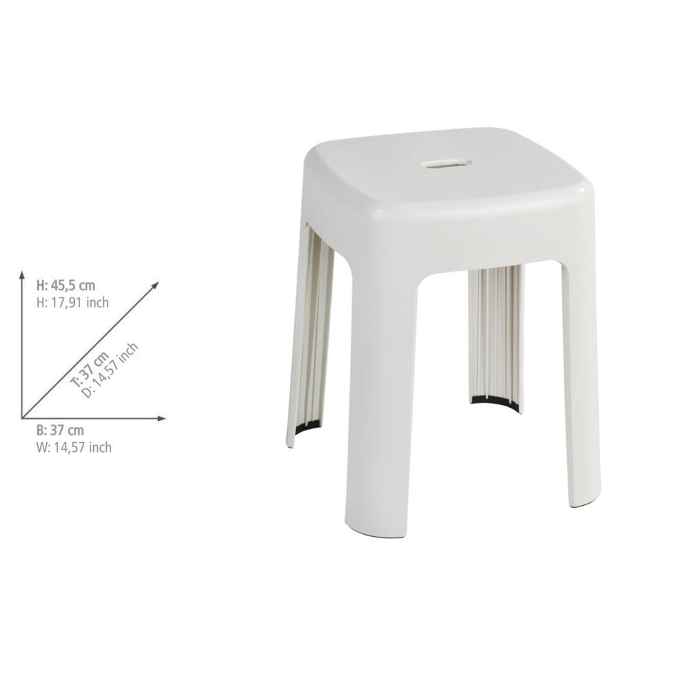 Tabouret de salle de bains Alaska blanc  plastique, tabouret de douche