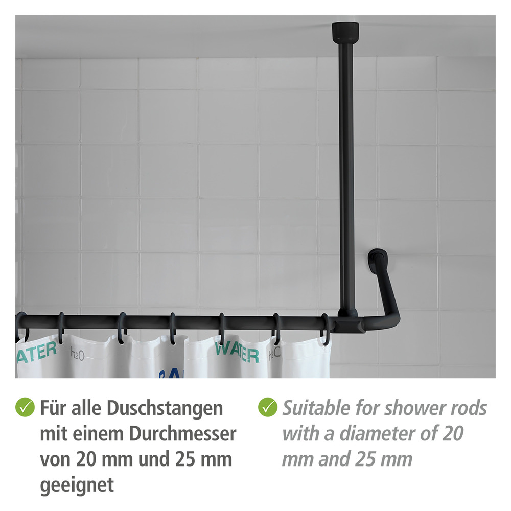 Support barre de douche noir  aluminium