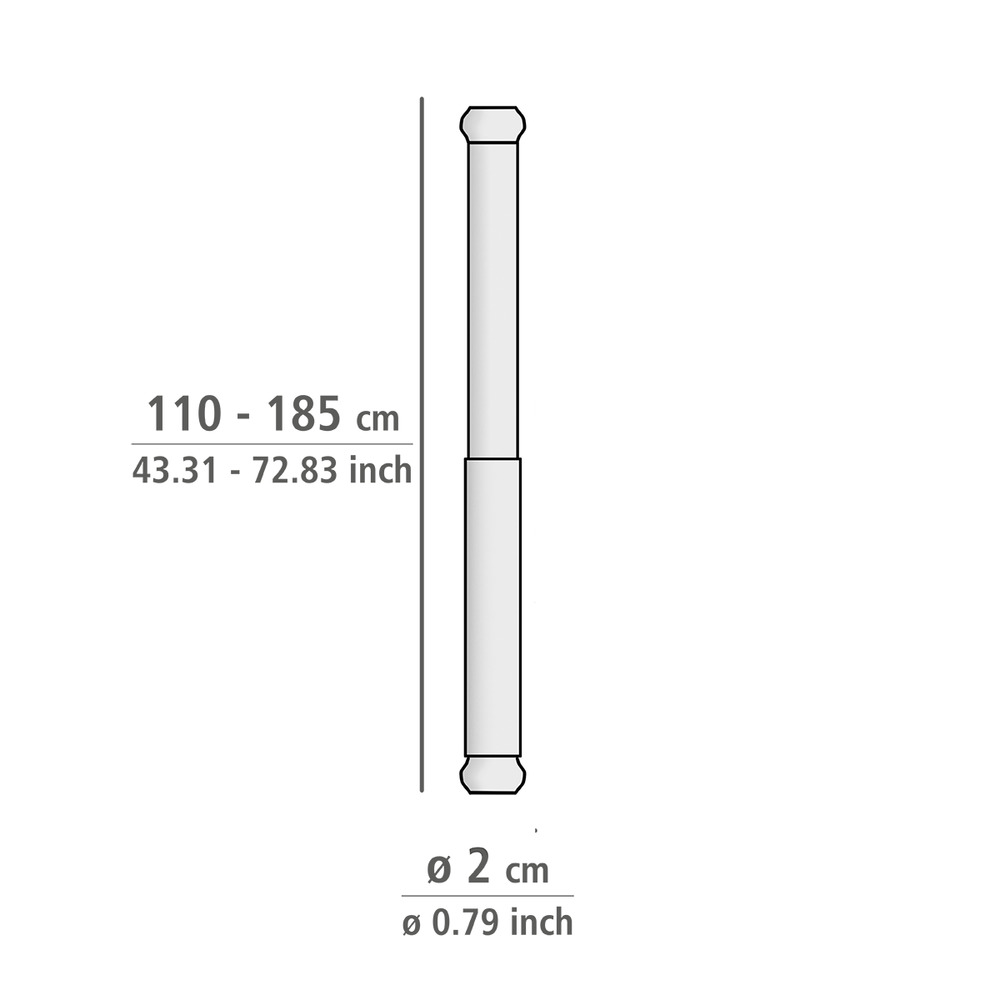 Barre de douche télescopique en chrome  aluminium, Ø 2 cm