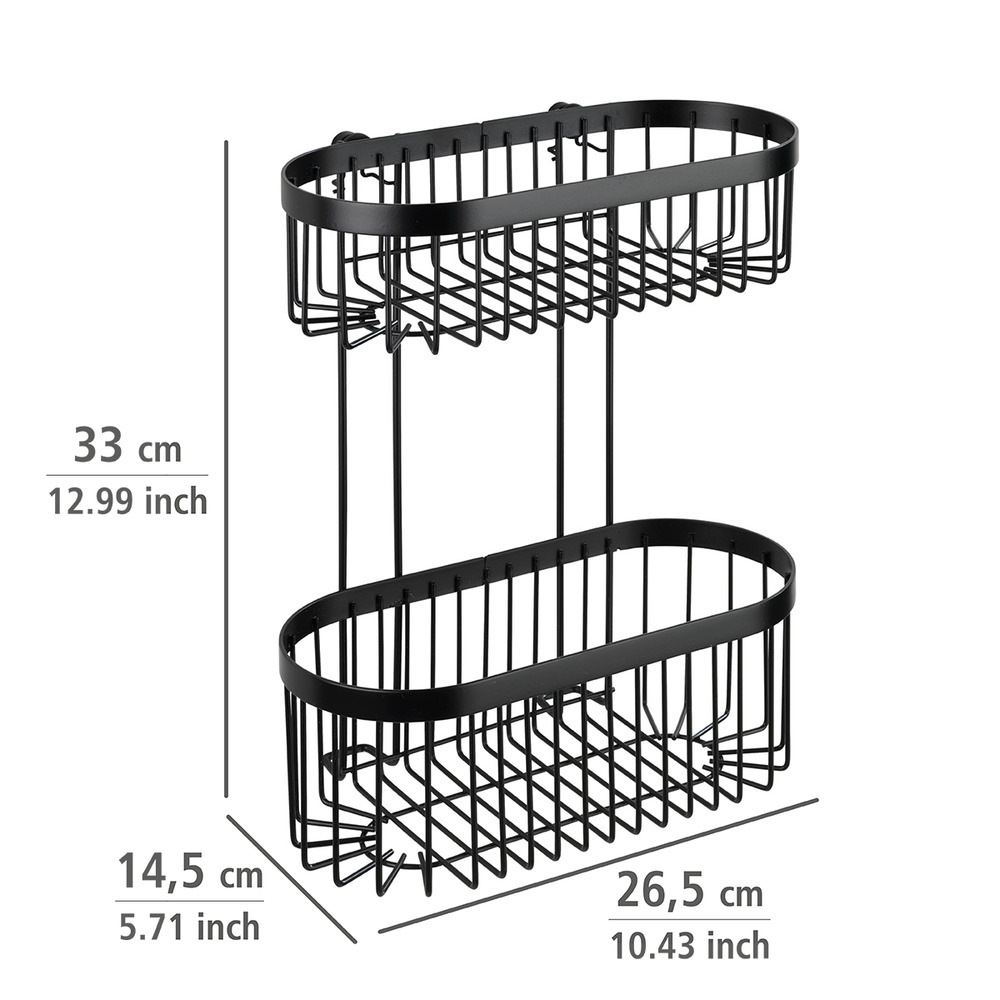 Étagère murale à 2 niveaux Classic Plus noir  avec protection antirouille