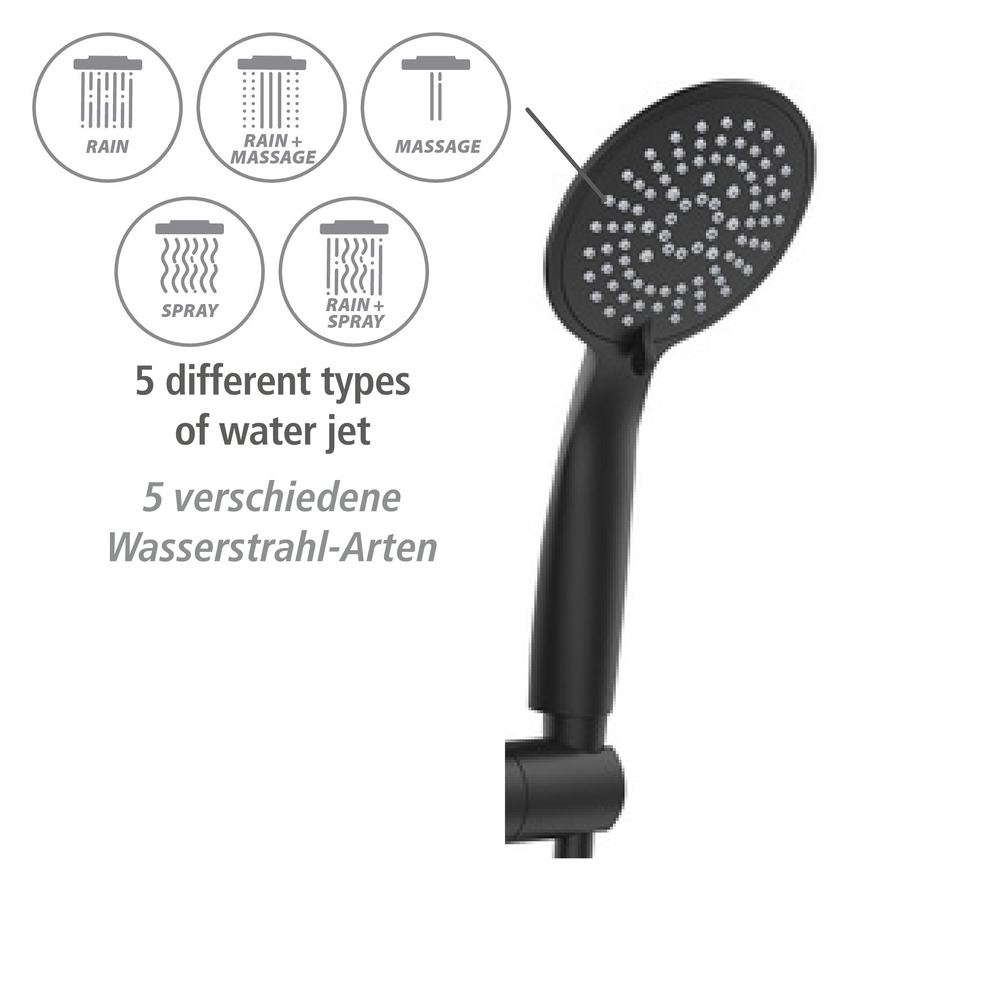 Système de douche Young Eco Noir  2 régulateurs watersaving inclus