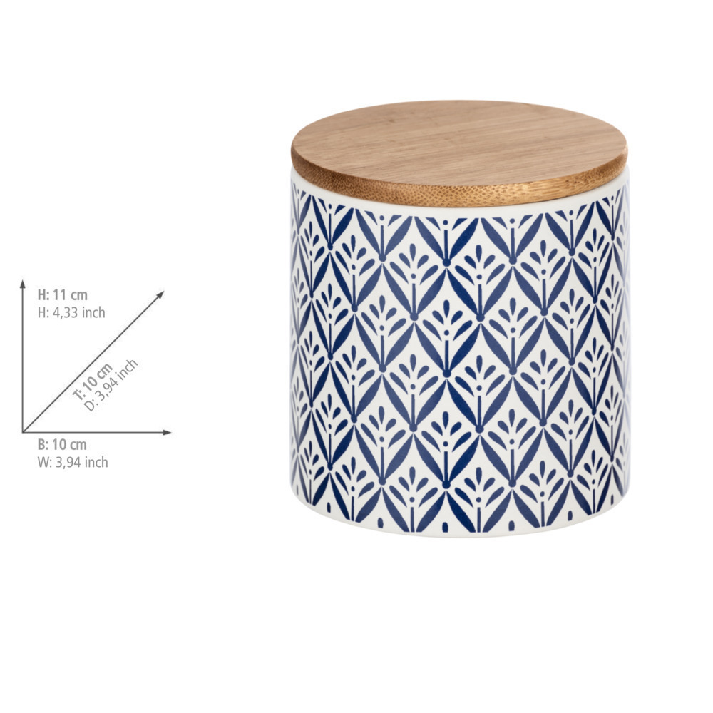 Boîte de rangement Lorca 0,45 l  Boîte en céramique au motif d'ornement méditerranéen bleu et blanc