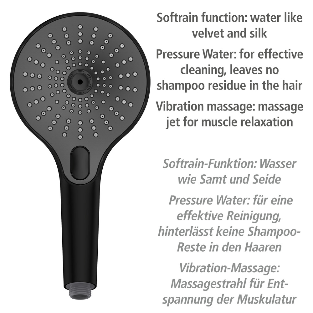 Pommeau de douche Ultimate Shower Noir/Gris  diamètre 13 cm 