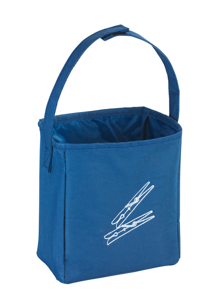 Sac porte pinces à linge bleu  avec accroche pour la corde à linge