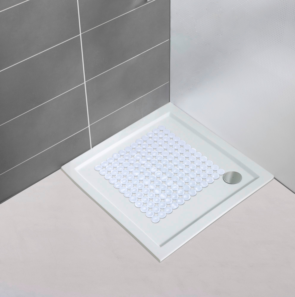 Tapis de douche antidérapant, 54x54 cm, Belem blanc  antidérapant