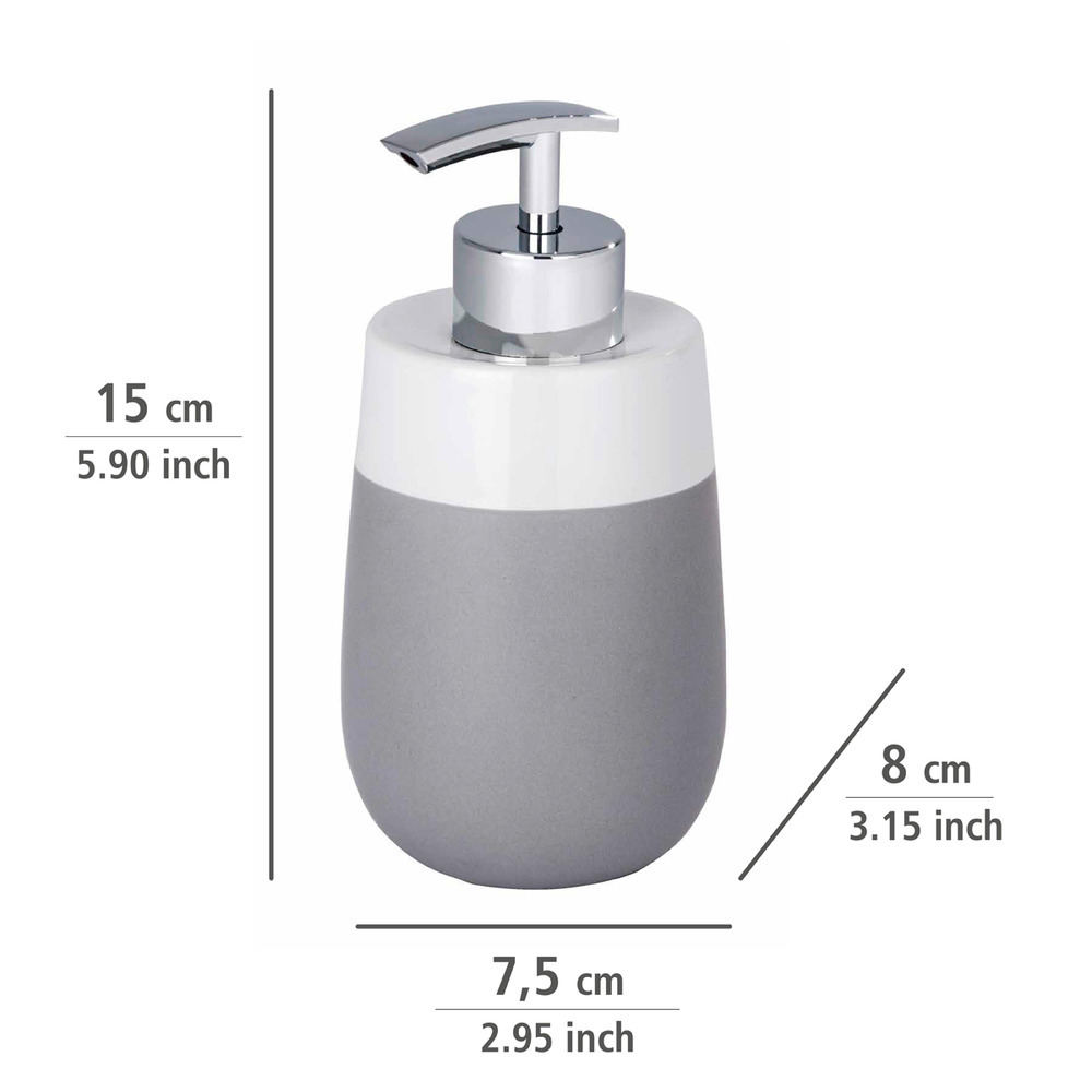 Distributeur de savon Malta gris/blanc  céramique, 290 ml