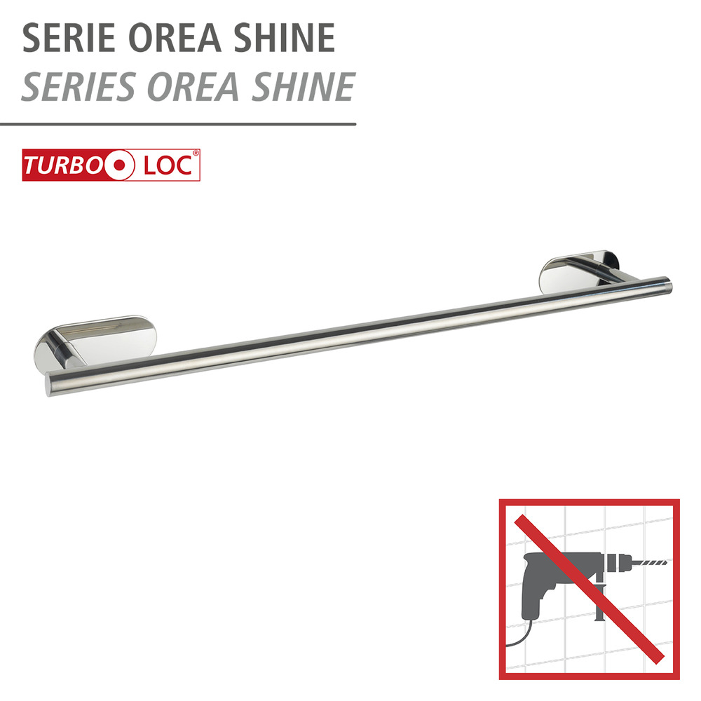 Turbo-Loc® Barre porte-serviette Uno Orea Shine acier inox  fixer sans percer