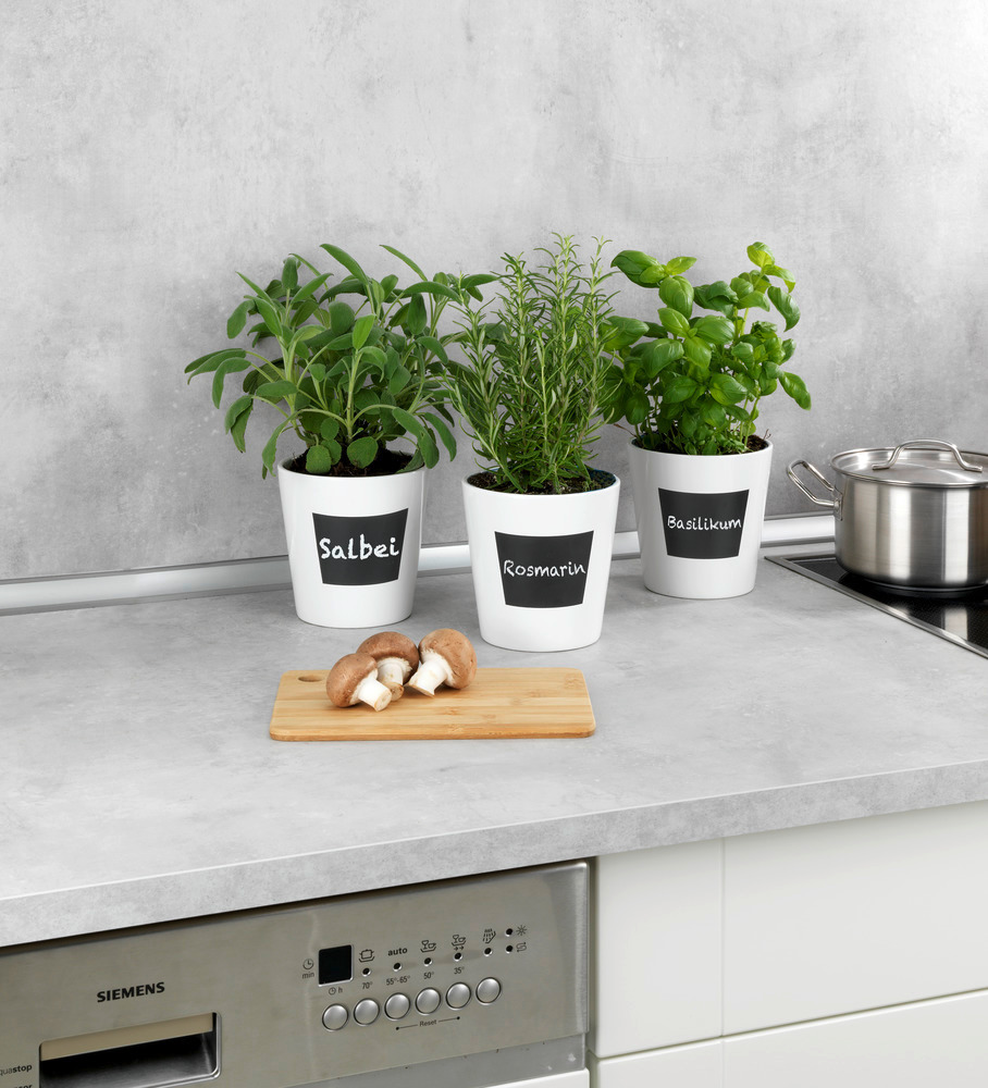 Pot herbes aromatiques interieur avec étiquette ardoise, Waia, ø13x13 cm  Pot pour herbes à cuisiner