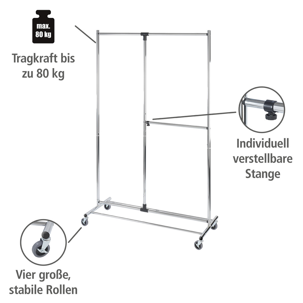 Porte-vêtements Profissimo  réglable en hauteur, 4 roulettes