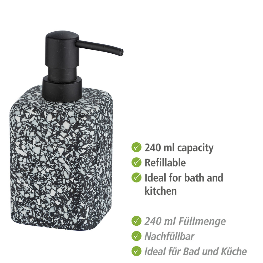 Distributeur savon liquide, Terrazzo, Noir  distributeur savon liquide