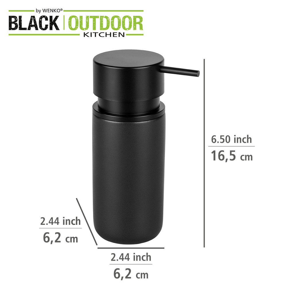 Distributeur de savon liquide Silo, noir  en céramique 0,25 litres