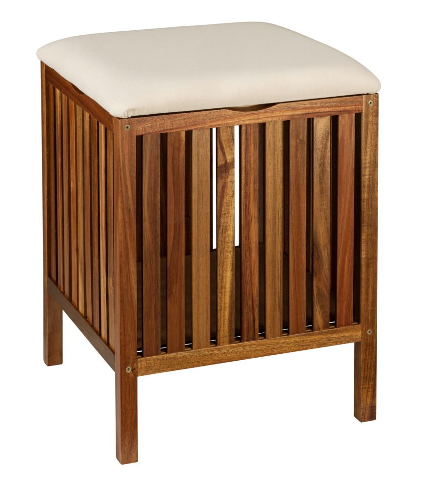 Tabouret de salle de bain mod. Fondi  en bois d'acacia massif