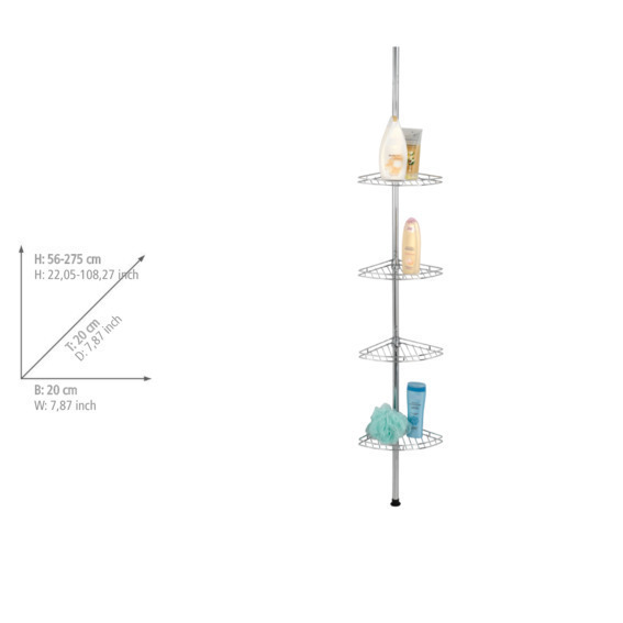 Étagère de douche télescopique acier inox  4 tablettes