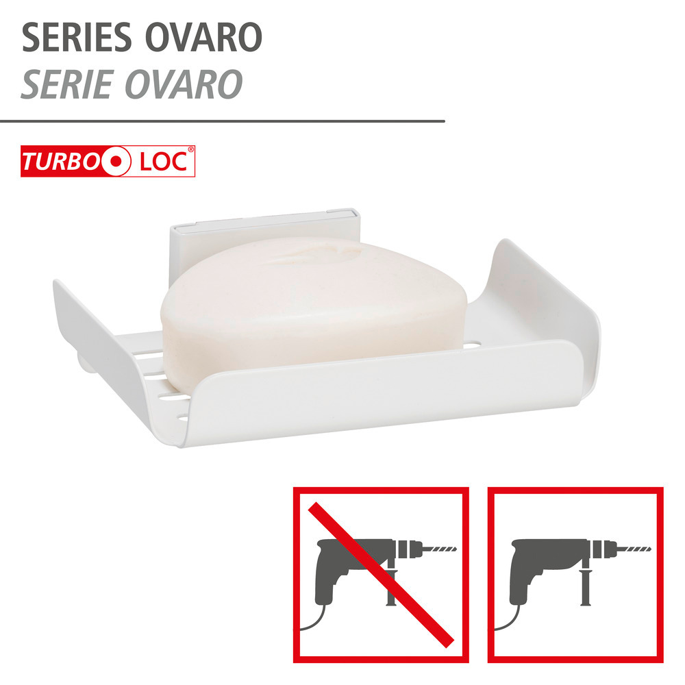 Turbo-Loc® porte-savon Ovaro Blanc mat  en acier inoxydable