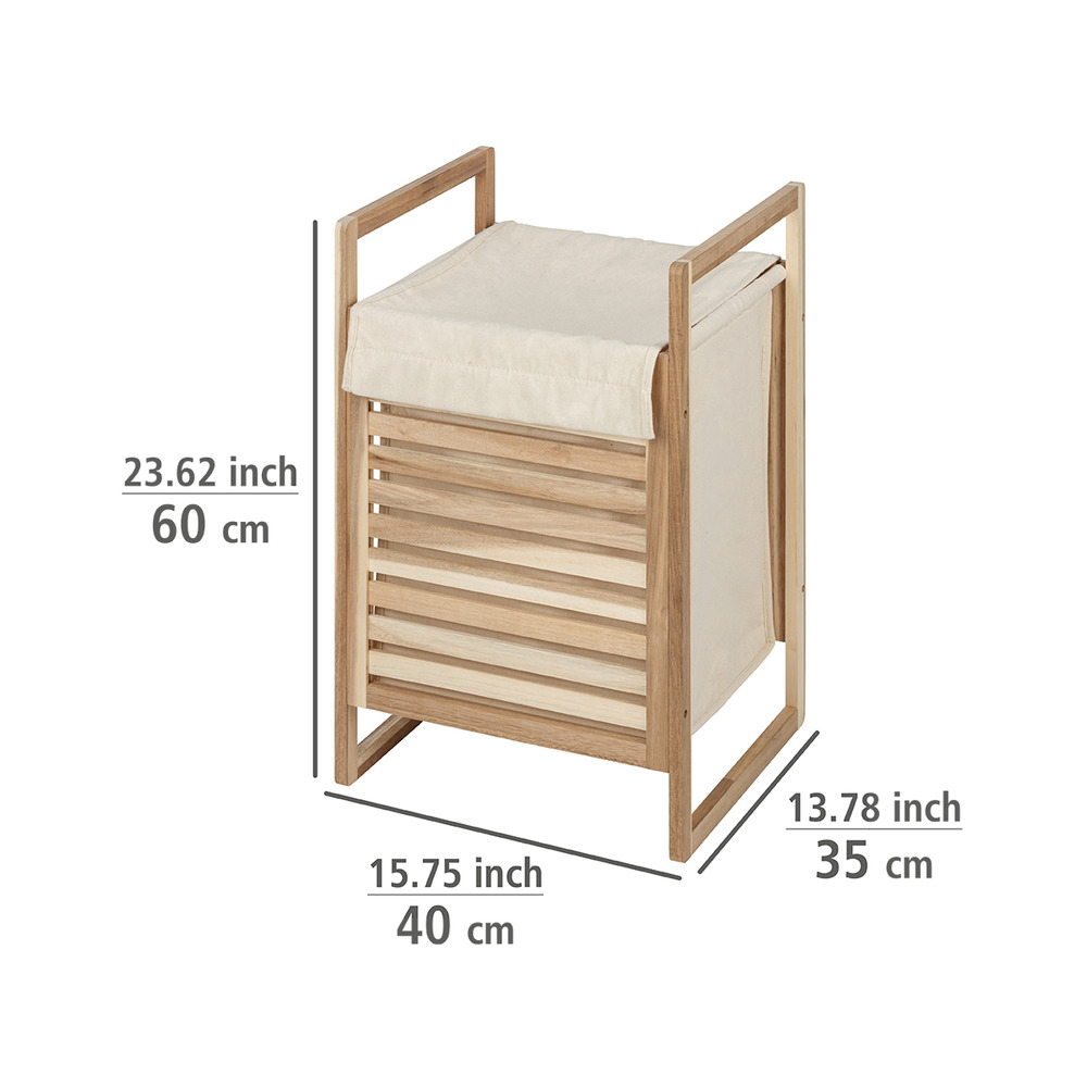 Coffre Linge bois, Panier à linge bois avec sac à linge sale amovible, 40L, Bois FSC, Acina, 40x60x35 cm  Panier à linge avec couvercle et sac à linge sale amovible