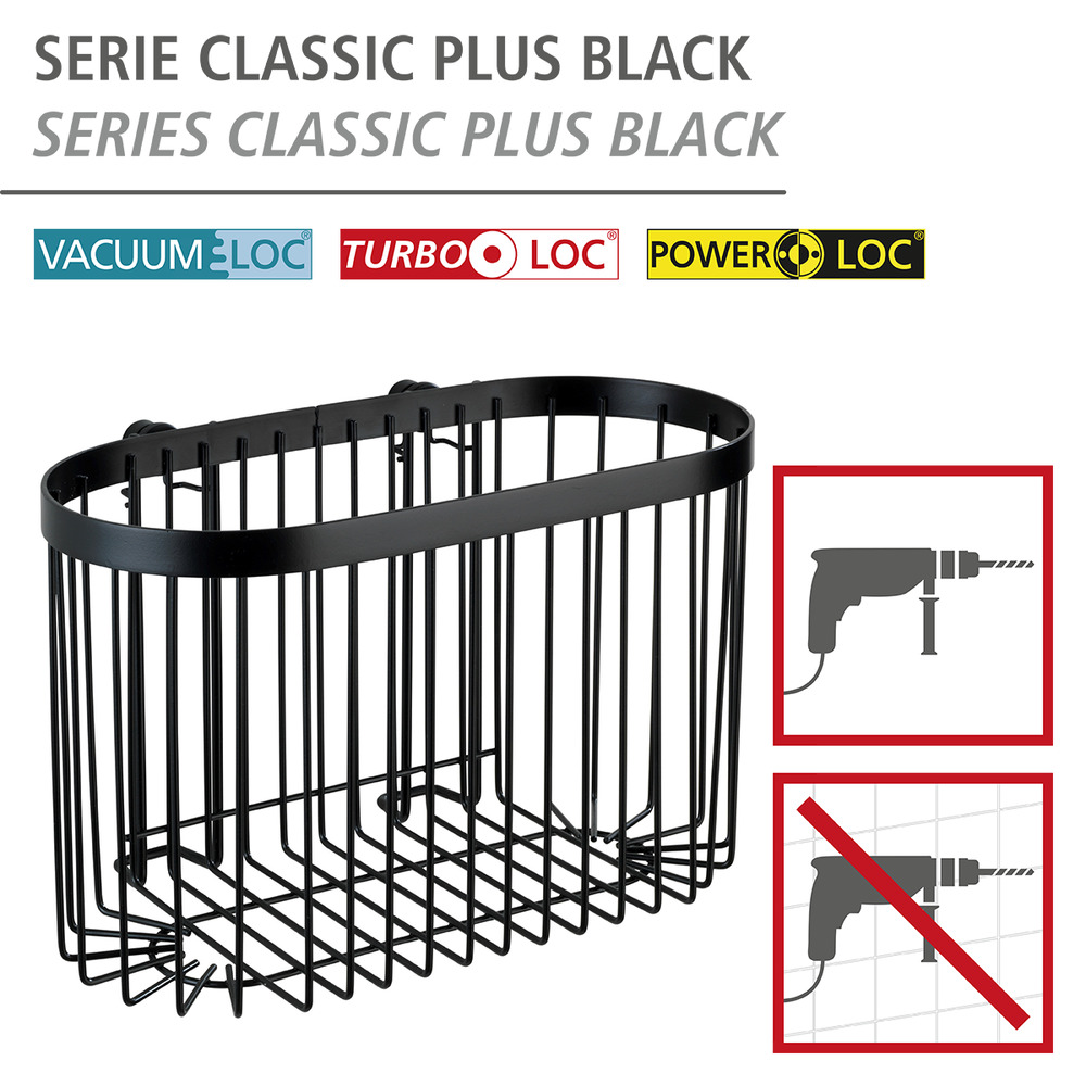 Étagère murale grande Classic Plus noir  avec protection antirouille