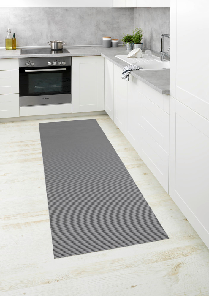 Tapis de bain en mousse souple, 65x200 cm, Uni gris  Tapis en mousse souple