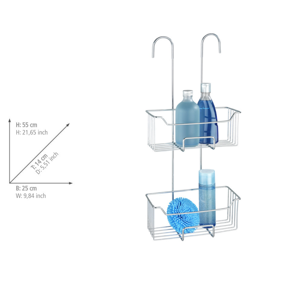 Etagère de douche à suspendre au thermostat, 2 paniers de douche en acier inox, Milo  inoxydable