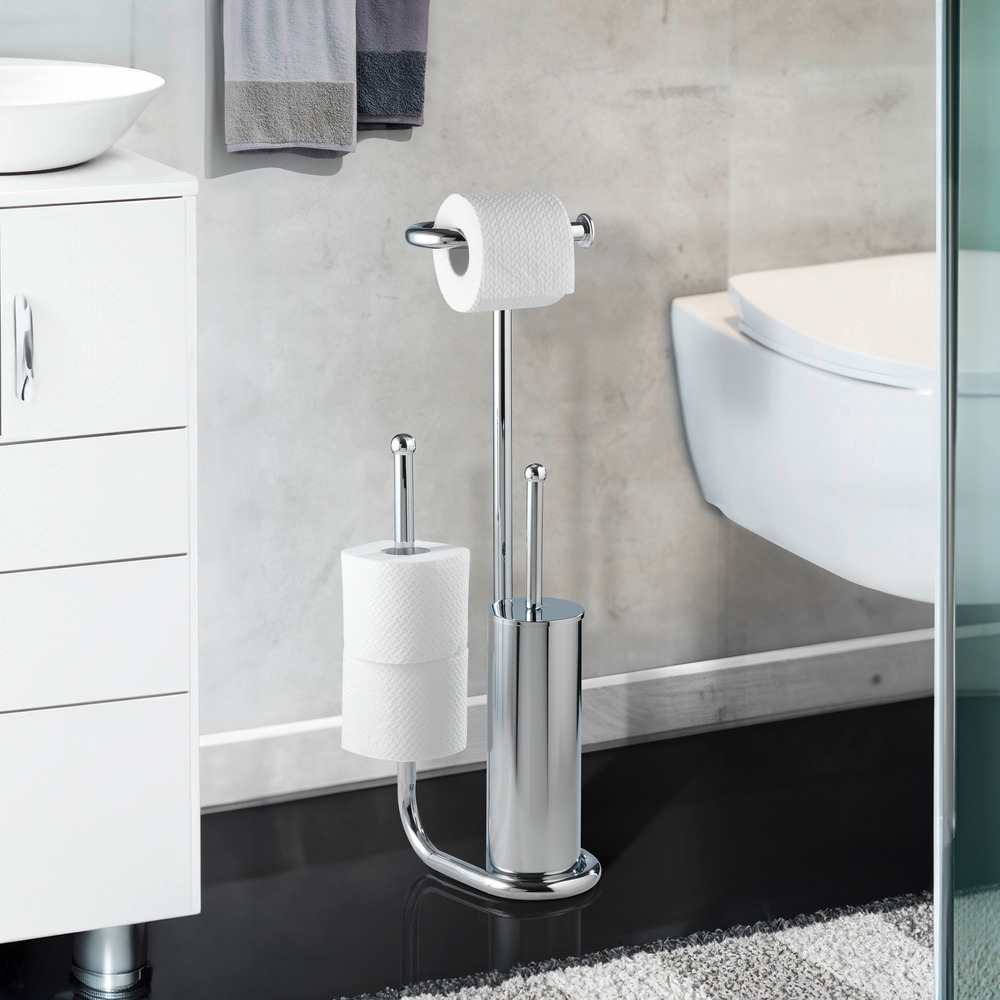 Combiné WC Universalo Chrome  avec porte-rouleaux de papier hygiénique de rechange