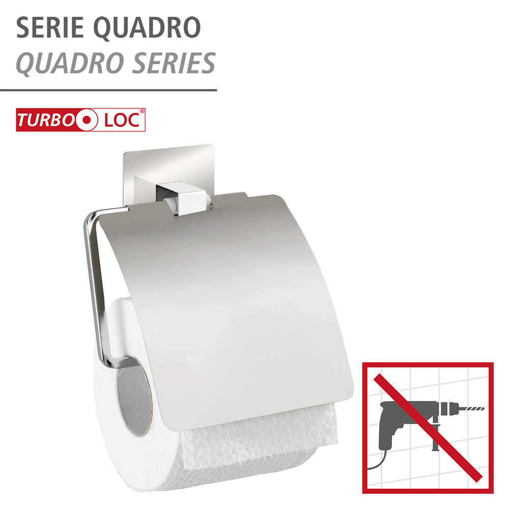 Turbo-Loc® dérouleur de papier WC avec couvercle Quadro  acier inox, fixer sans percer