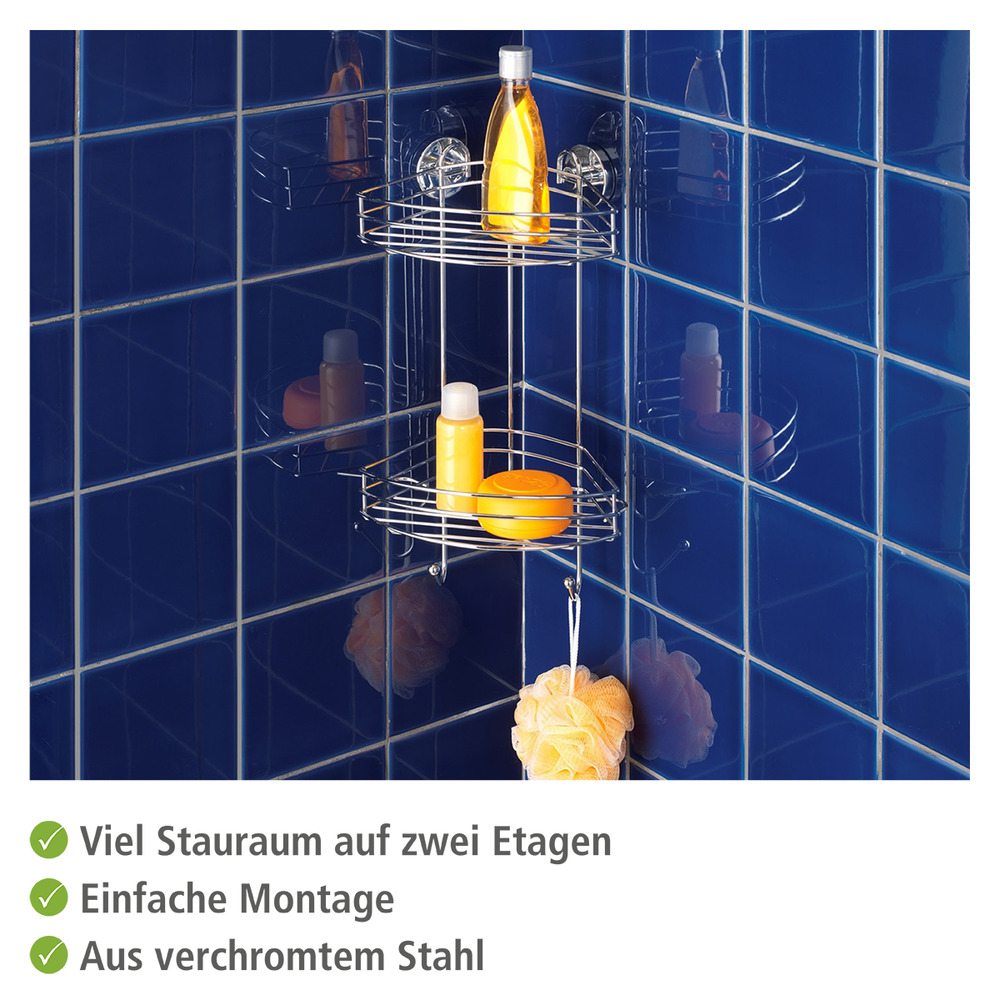 Vacuum-Loc® étagère d'angle à 2 niveaux  fixer sans percer