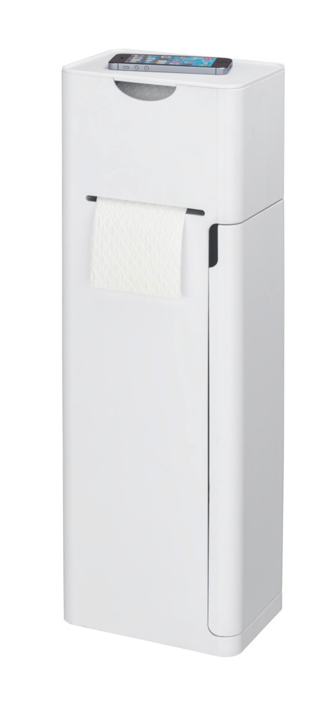 Serviteur WC 6en1, Imon, porte-brosse WC, dérouleur papier toilette, avec rangement, 20x58,5x15 cm, blanc mat  porte-brosse WC, dérouleur papier toilette, avec rangement