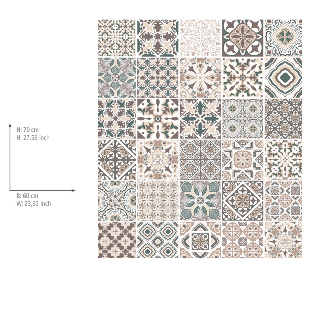 Fond de hotte, crédence cuisine verre, "Carreaux de ciment", 60x70 cm  Protection contre les éclaboussures pour la cuisinière ou l'évier