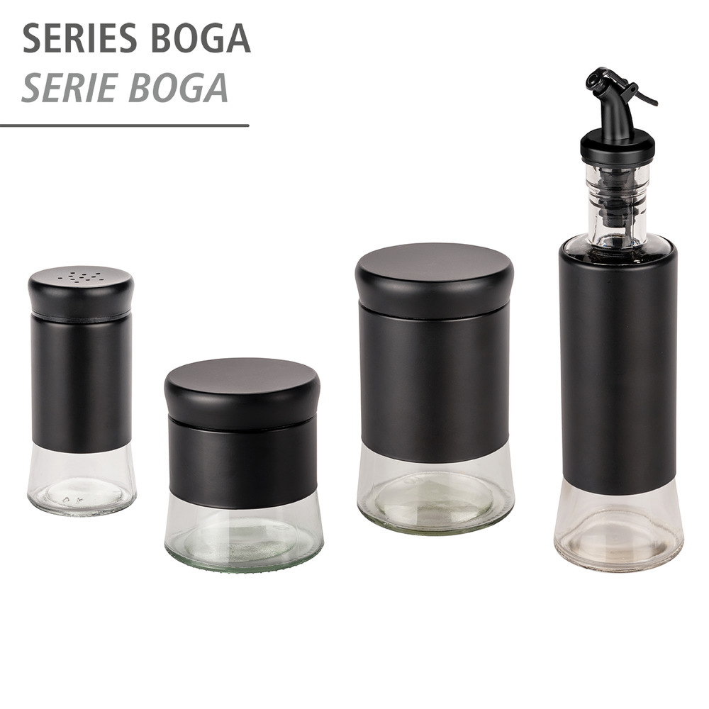 Ensemble de 6 pots à épices en verre Boga Noir  