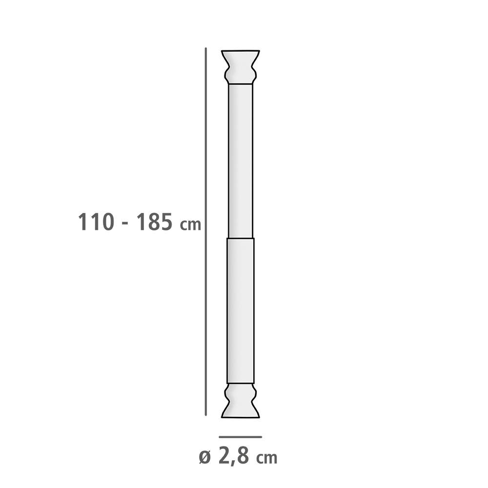 Barre de douche télescopique extra épaisse blanche  aluminium, Ø 2,8 cm