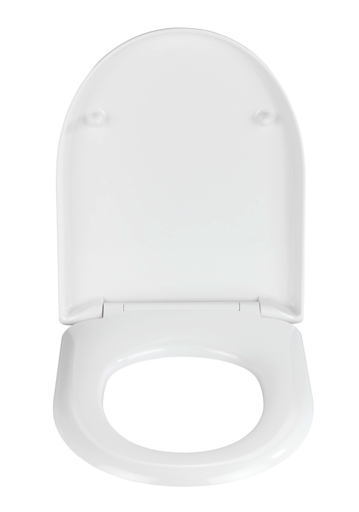 Abattant WC avec frein de chute Exclusive Nr. 2, convient pour Keramag Renova, Laufen Moderna, fixation Inox, duroplastique, 36,5 x 45 cm, Blanc  Duroplast antibactérien, avec frein de chute