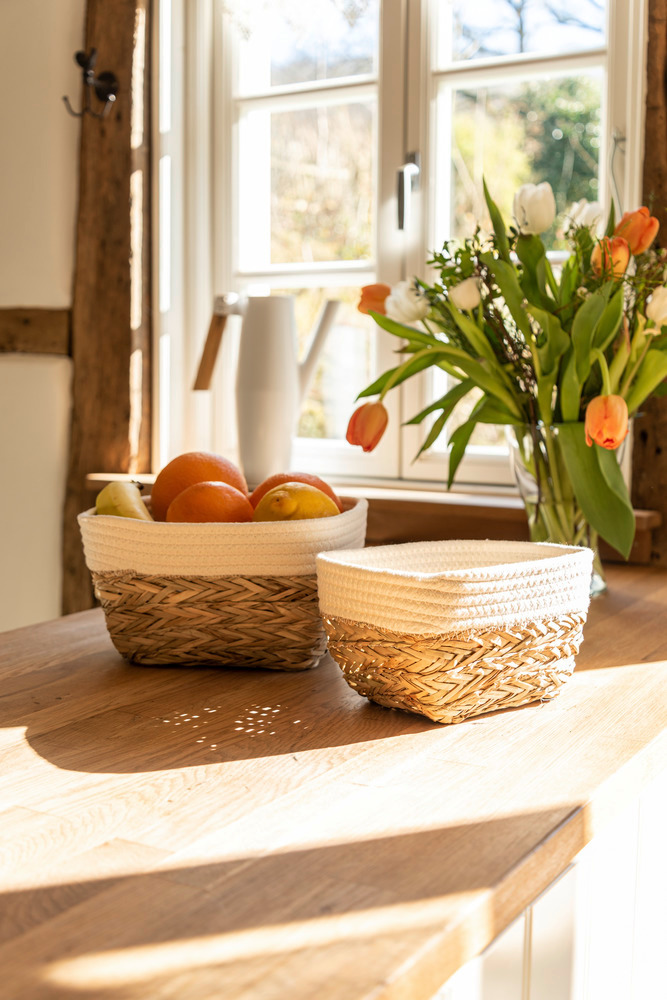 Panier de rangement Rika S, blanc  Corbeille de bain 