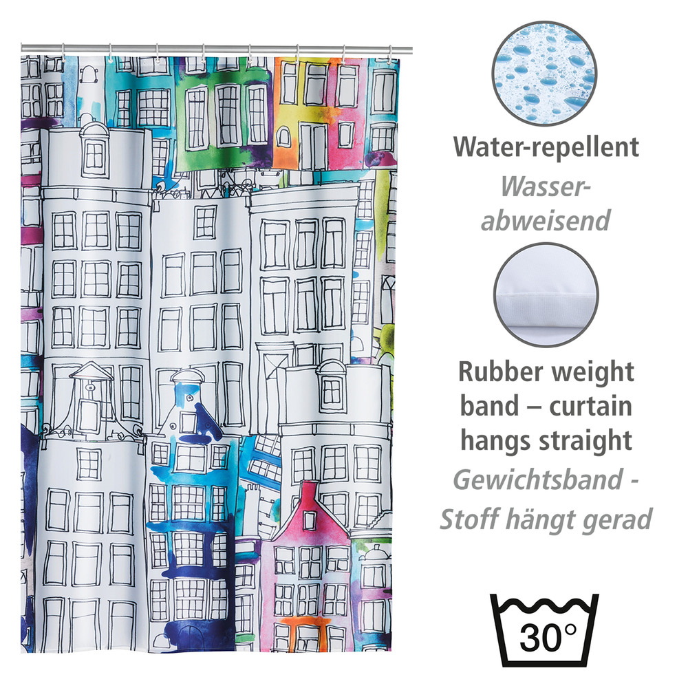 Rideau de douche original, waterproof,  rideau de douche 180x200 cm, Sunny City, polyester  Textile (Polyester), 180 x 200 cm, lavable