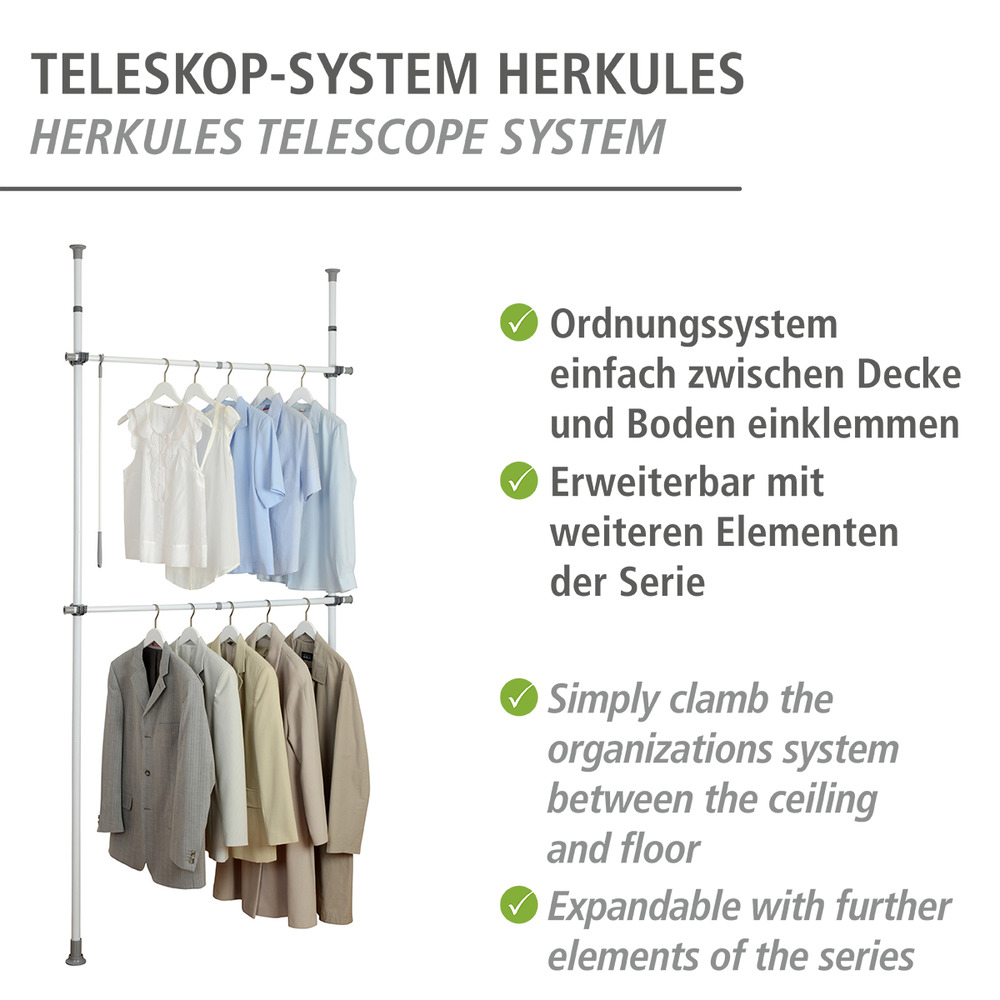 Système de penderie télescopique Hercules Basic  système de rangement réglable