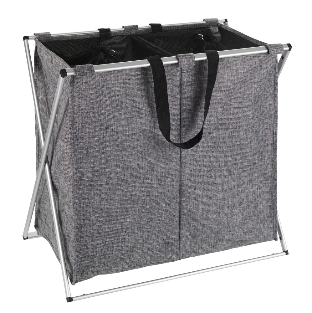 Panier à linge Duo gris chiné  Capacité : 120 litres