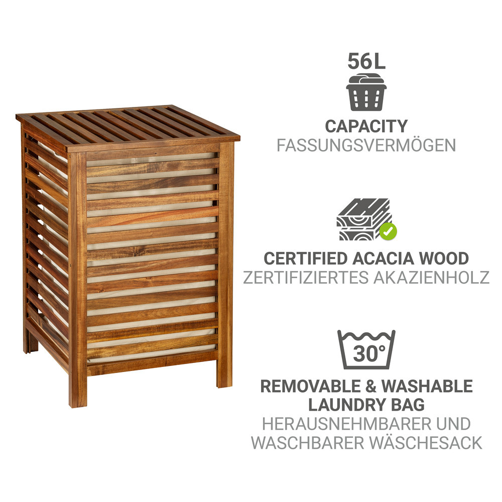 Coffre à linge mod. Fondi  en bois d'acacia massif