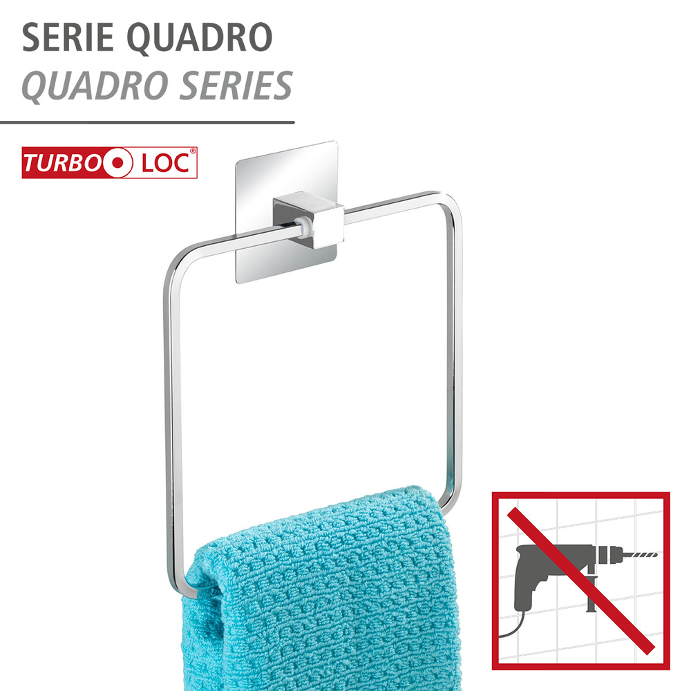 Turbo-Loc® anneau porte-serviettes Quadro  acier inox, fixer sans percer