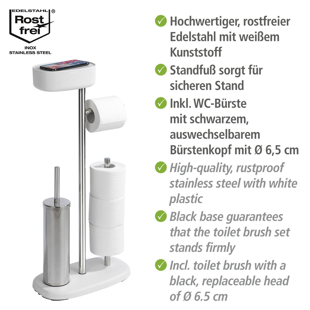 Combiné WC avec boîte de rangement Rivazza blanc  porte-brosse WC et dérouleur papier