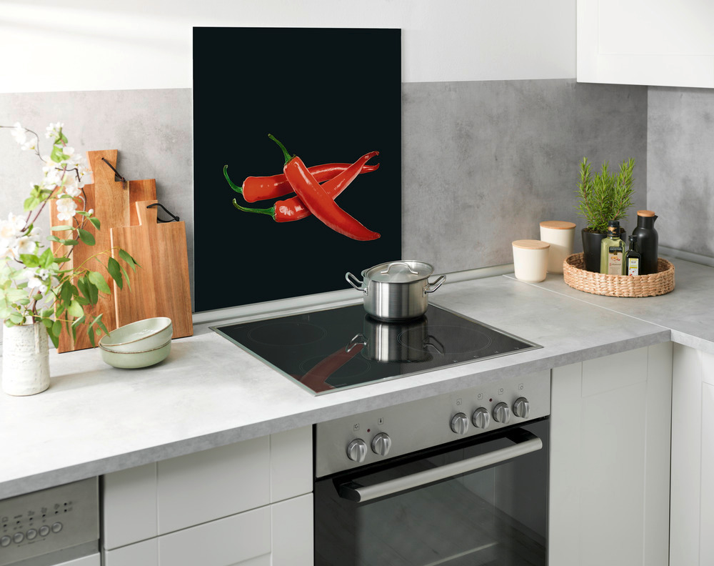 Fond de hotte, crédence cuisine verre "Hot Peperoni", 60x70 cm  Protection contre les éclaboussures pour la cuisinière ou l'évier