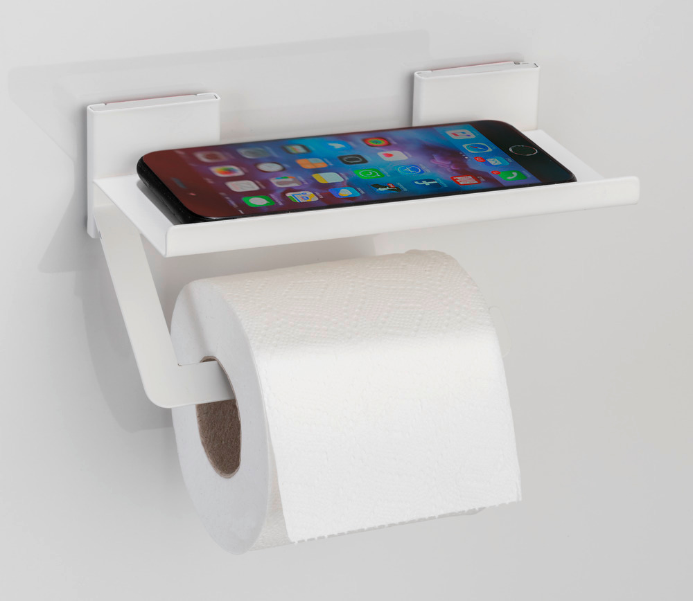 Distributeur de papier toilette Turbo-Loc® Ovaro Blanc mat  acier inoxydable, avec tablette