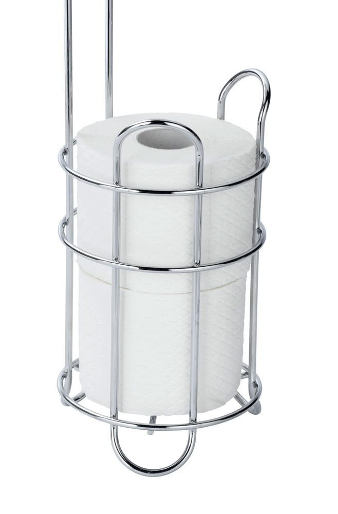 WENKO Porte papier papier toilette avec range papier toilette et étagère de rangement, acier chromé  