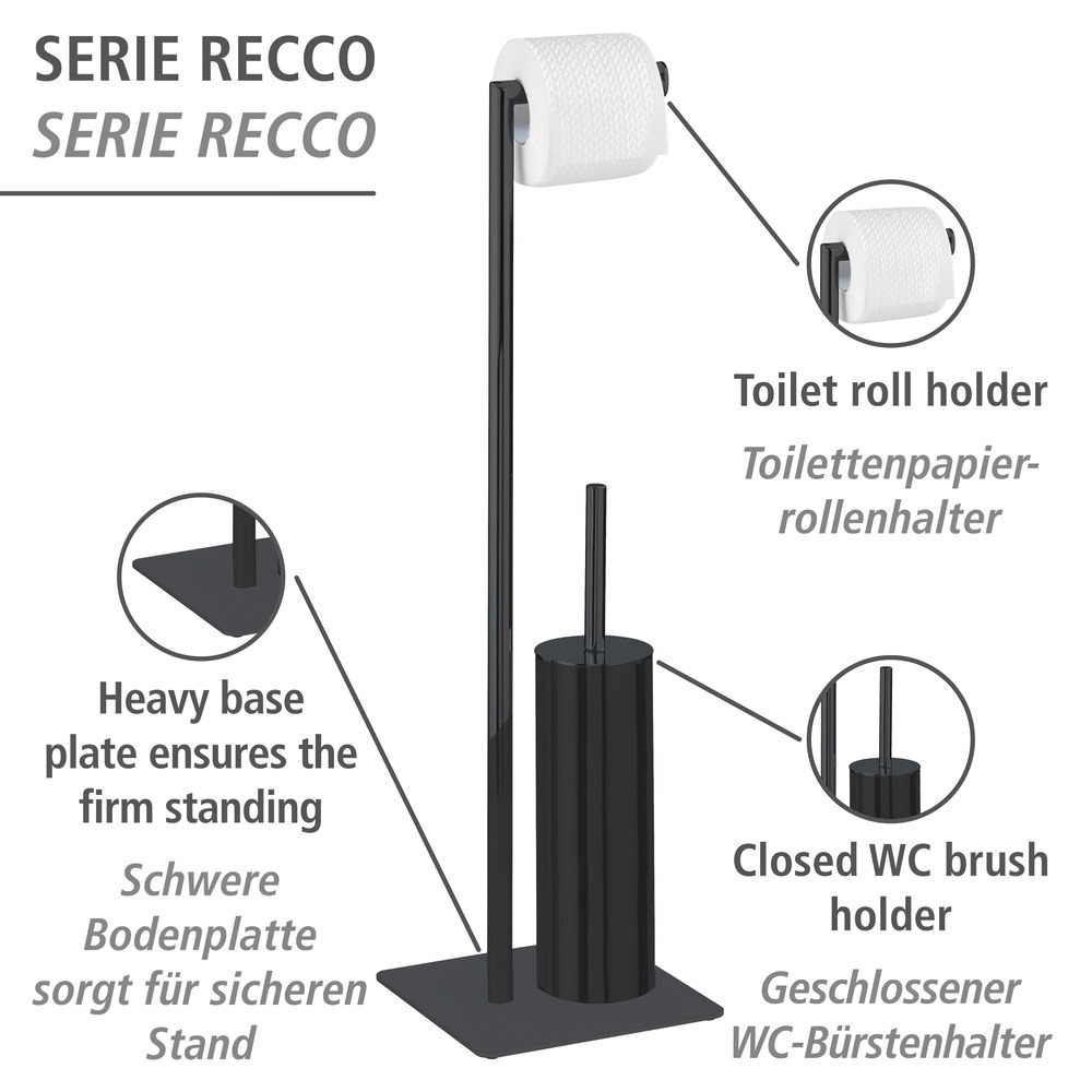 Garniture de WC sur pied Recco Noir  en acier peint